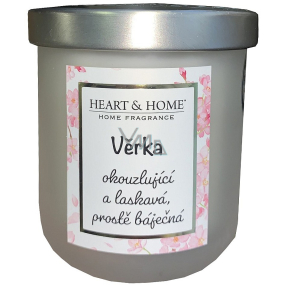 Heart & Home Świeżą prądło sojowa świeczka z imieniem Wierka 110 g
