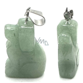 Chalcedon zielony Pies przywieszek naturalny kamień, ręcznie szlifowana figurka 1,8 x 2,5 x 8 mm, kamień miłości, radości