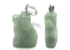 Chalcedon zielony Pies przywieszek naturalny kamień, ręcznie szlifowana figurka 1,8 x 2,5 x 8 mm, kamień miłości, radości