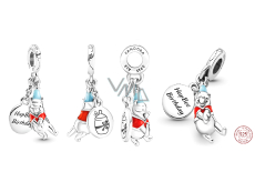 Charm Srebrna 925 Disney Kubu Puchatek - Urodzinowy Kubu Puchatek, 2w1 zawieszka na bransoletkę urodziny
