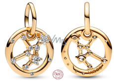 Charm Srebrny 925 Pozłacany znak zodiaku Panna, zawieszka na bransoletkę