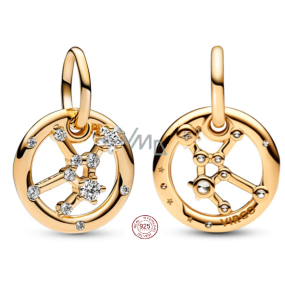 Charm Srebrny 925 Pozłacany znak zodiaku Panna, zawieszka na bransoletkę