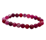 Achát růžový krajkový fazet náramek elastický přírodní kámen, kulička 8 mm / 16 - 17 cm, klid - ochrana - síla - harmonie