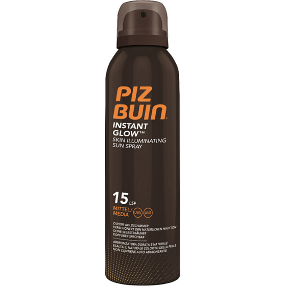 Piz Buin Instant Glow SPF15 rozjasňující sprej na opalování s okamžitým zářivým efektem 150 ml