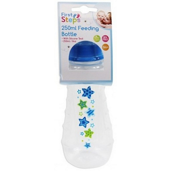 First Steps Stars 0+ kojenecká lahev hvězdy, modrá 250 ml