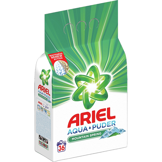 Ariel Aquapuder Mountain Spring prací prášek pro čisté a voňavé prádlo bez skvrn 36 dávek 2,34 kg