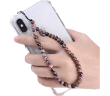 Rodonit breloczek do telefonu przeciwko utracie, naturalny kamień koralik 6 mm / 28,5 cm, kamień przebaczenia