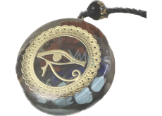 Orgonit amulet, Oko Horusa, generator energii, naturalny kamień (7 czakr) + żywica epoksydowa + sznurek 22 g