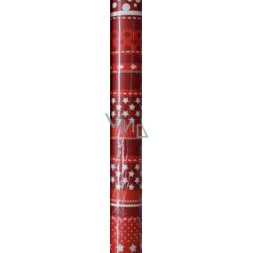 Präsenta Dárkový balicí papír 70 x 200 cm Vánoční červený, bílé hvězdičky, puntíky, kolečka
