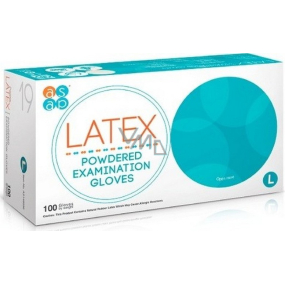 Asap Rukavice Latex jednorázové pudrované velikost L box 100 kusů