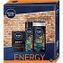 Nivea Men Energy Deep voda po holení 100 ml + Deep Energy sprchový gel 250 ml + Deep Energy antiperspirant sprej 150 ml, kosmetická sada pro muže