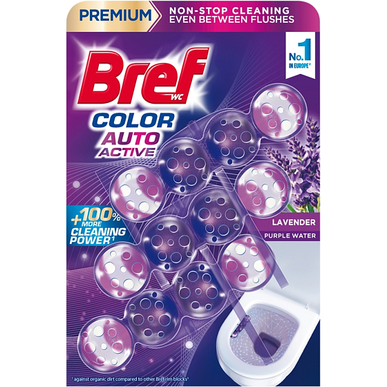 Bref WC blok Color Auto Active Lawenda, 3 × 50 g