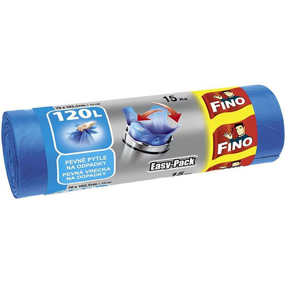 Fino Easy Pack Pytle na odpad modré, 25 µm, 120 litrů, 70 x 102,5 cm, 15 kusů
