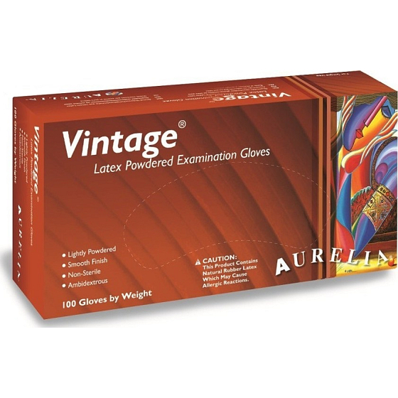 Aurelia Vintage Rukavice Latexové jednorázové s pudrem velikost XL box 100 kusů