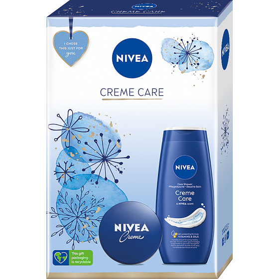 Nivea Creme Care krém pro základní péči 75 ml + krémový sprchový gel 250 ml, kosmetická sada pro ženy