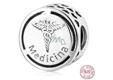 Zawieszka ze srebra 925 Sterling Medic, symbol kaduceusz na bransoletkę dla pracownika