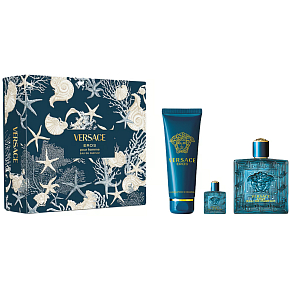 Versace Eros Pour Homme woda perfumowana 100 ml + żel pod prysznic 150 ml + woda perfumowana 5 ml, zestaw prezentowy dla mężczyzn