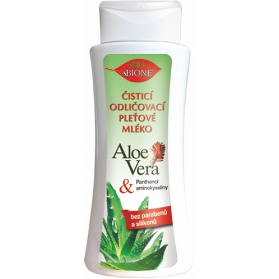 Bione Cosmetics Aloe Vera čisticí odličovací pleťové mléko pro všechny typy pleti 255 ml