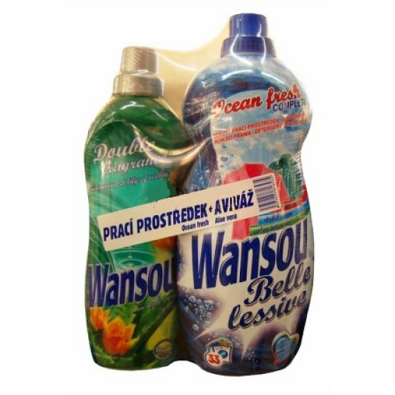 Wansou Ocean Fresh tekutý prací prostředek 2 l + Wansou Aloe Vera avivážní prostředek 1 l, Duo
