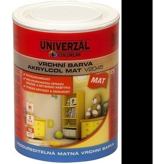 Colorlak Akrylcol Mat V2045 vodouředitelná matná vrchní barva Černá 0,6 l