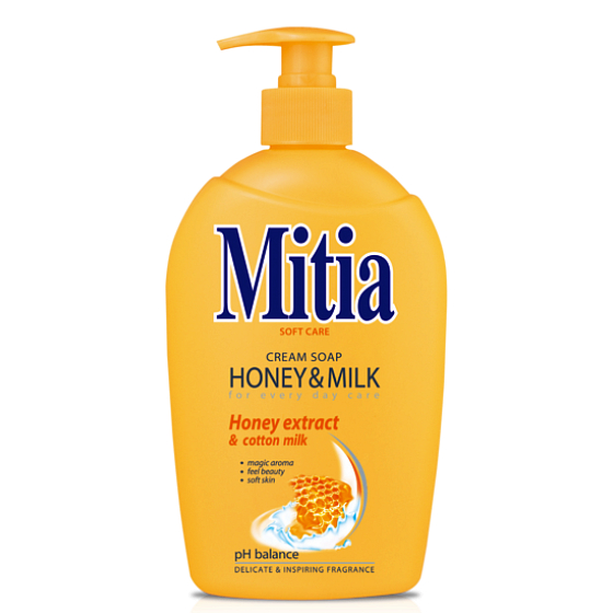 Mitia Honey & Milk tekuté mýdlo s medovými extrakty dávkovač 1 l