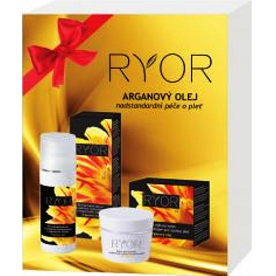 Ryor Arganový olej s kyselinou hyaluronovou II Extra výživný krém 50 ml, s arganovým olejem s kyselinou hyaluronovou Revitalizační sérum dávkovač 50 ml, kosmetická sada