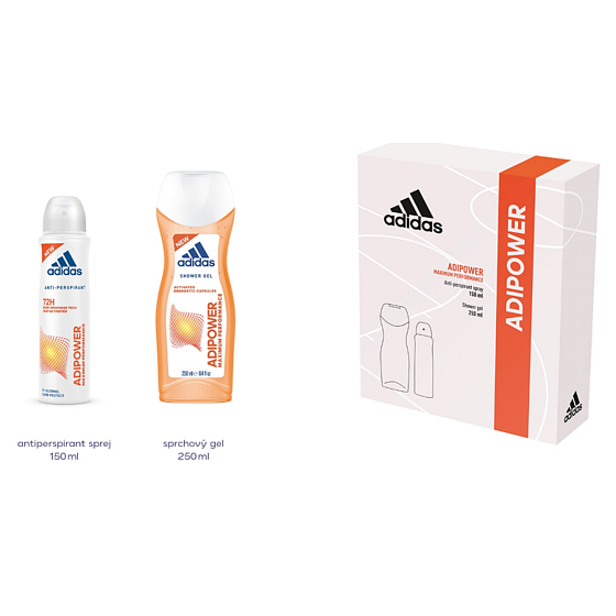 Adidas Adipower antiperspirant deodorant sprej pro ženy 150 ml + sprchový gel 250 ml, kosmetická sada