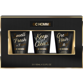 Grace Cole GC Homme żel oczyszczający do twarzy 100 ml + szampon 100 ml + żel myjący 100 ml, zestaw kosmetyczny dla mężczyzn