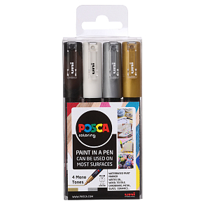 Posca Uniwersalny zestaw markerów akrylowych 0,7 - 1 mm Mix kolorów 4 sztuki PC-1M