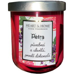 Heart & Home Świeża grejpfrut i czarna porzeczka sojowa świeca zapachowa z imieniem Petra 110 g