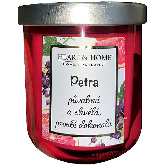 Heart & Home Świeża grejpfrut i czarna porzeczka sojowa świeca zapachowa z imieniem Petra 110 g