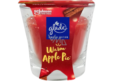 Glade Warm Apple Pie z zapach czerwonego jabłka i cynamonu świeca zapachowa w szkle, czas palenia do 38 godzin 129 g