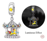 Charm Sterlingové stříbro 925 Kouzelný kolotoč se světelným efektem, přívěsek na náramek symbol
