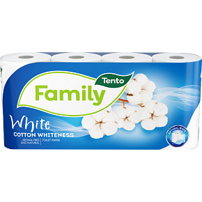 Tento White Cotton Whiteness 2-warstwowy papier toaletowy, 8 rolek, 18 m role
