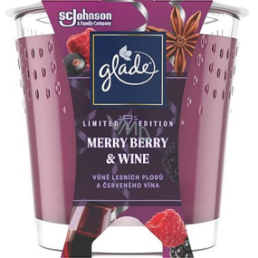 Glade Merry Berry & Wine z owoców leśnych i czerwonego wina świeca zapachowa w szkle, czas palenia do 38 godzin 129 g