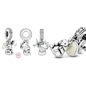 Zawieszka ze srebra próby 925 Pluszowy miś dla niemowlęcia 3w1, koralik do bransoletki rodzina Zawieszka ze srebra próby 925 Pluszowy miś dla niemowlęcia 3w1, koralik do bransoletki rodzina