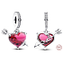 Zawieszka ze srebra próby 925 z czerwonym sercem i strzałą Murano Glass, charms do bransoletki miłość