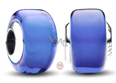 Zawieszka ze srebra próby 925 Niebieskie Murano szkło, koralik do bransoletki symbol