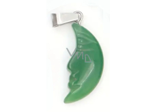 Chalcedon Księżyc wisiorek naturalny kamień, ręcznie szlifowana figurka 2,2 x 10 mm, kamień miłości i radości