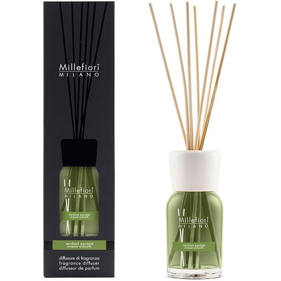 Millefiori Natural Verdant Escape - źnik do zieleni Dyfuzor 250 ml + 8 patyczków o długości 30 cm do mniejszych pomieszczeń wystarcza na 90 dni