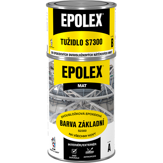 EPOLEX S2300 farba podkładowa na metal, szary mat + Epolex S7300 utwardzacz, zestaw 1,18 kg