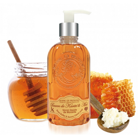 Jeanne en Provence Beurre de Karité & Miel Bambucké máslo a Med tekuté mýdlo s delikátní vůní dávkovač 300 ml