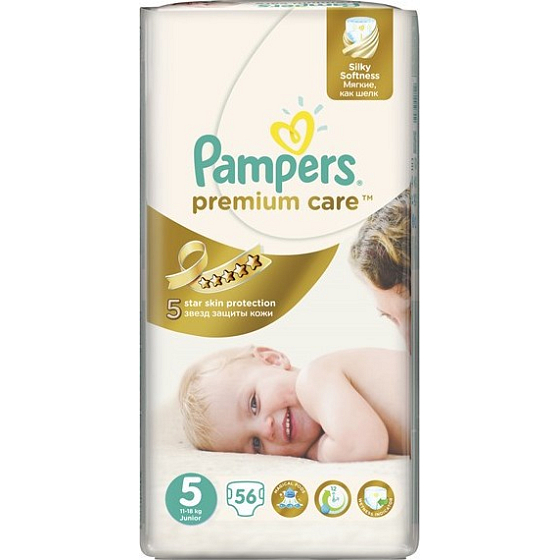 Pampers Premium Care 5 Junior 11-18 kg plenkové kalhotky 56 kusů