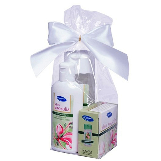 Kappus Magnolia sprchový gel 250 ml + tělové mléko 200 ml + tuhé mýdlo 125 g, kosmetická sada