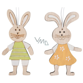 Zajíc dřevěný na zavěšení 11 cm 2 kusy v sáčku