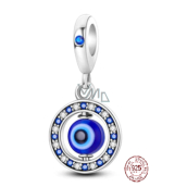 Charm Srebrny 925 Niebieskie Oko Ochrony, zawieszka na bransoletkę symbol