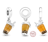 Zawieszka ze srebra 925 Bubble Tea - Mleczny napój, charms do bransoletki, jedzenie i picie