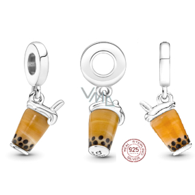 Zawieszka ze srebra 925 Bubble Tea - Mleczny napój, charms do bransoletki, jedzenie i picie