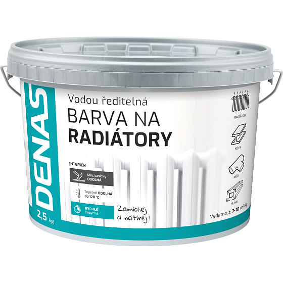 DENAS FARBA NA GRZEJNIKI szybkoschnąca, 0100 biały, 2,5 kg