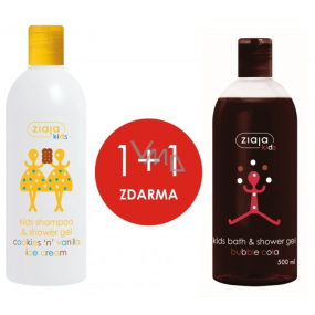 Ziaja Kids 2v1 Sušenkovo-vanilková zmrzlina šampon a sprchový gel 400 ml + Bublinková Cola sprchový gel pro děti 500 ml, duopack